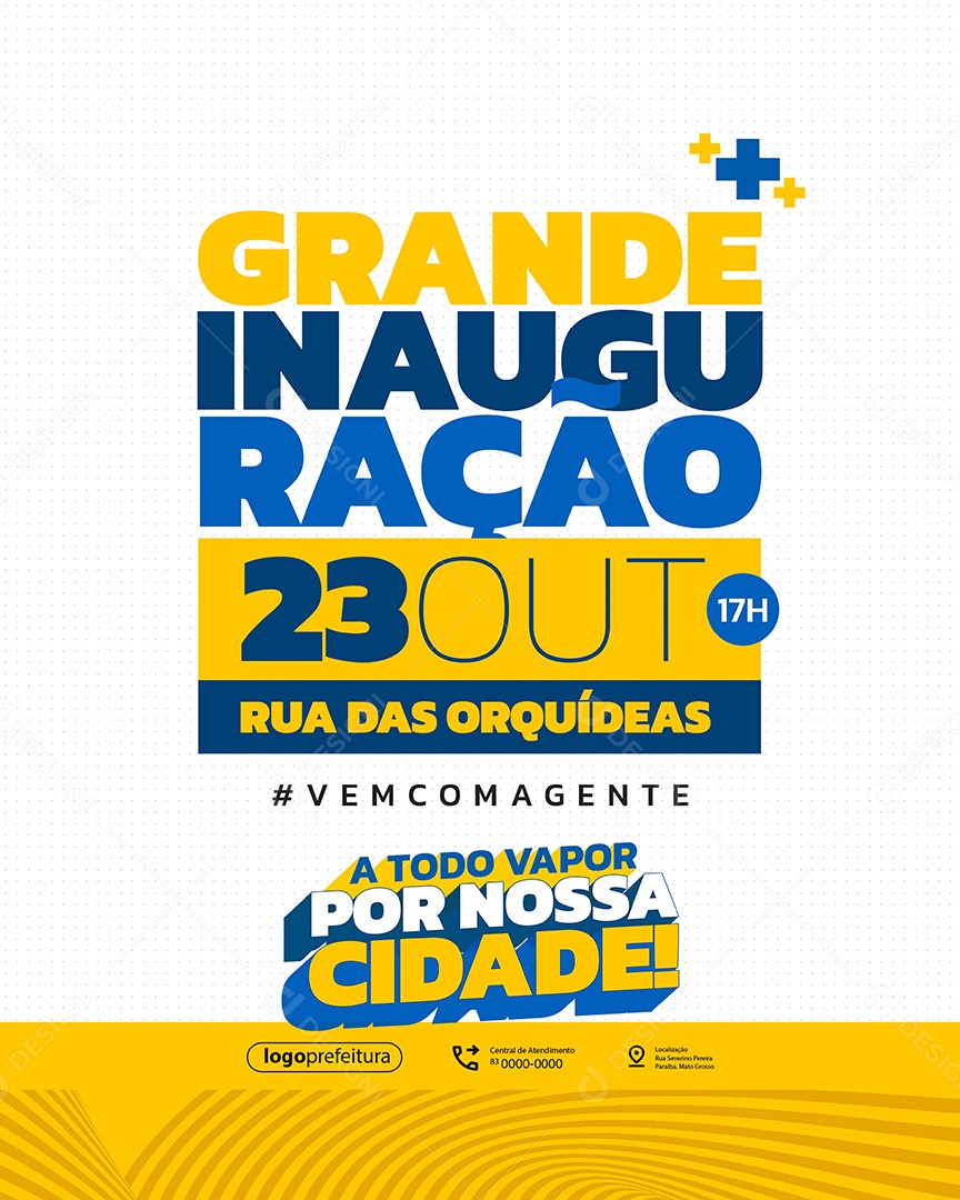 A Todo Vapor Por Nossa Cidade Grande Inauguração Social Media PSD Editável