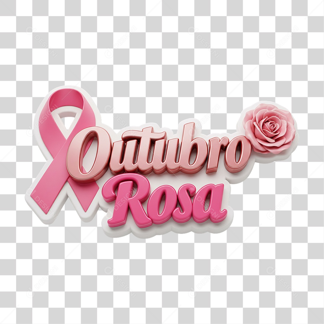 Selo 3D Outubro Rosa PNG Transparente