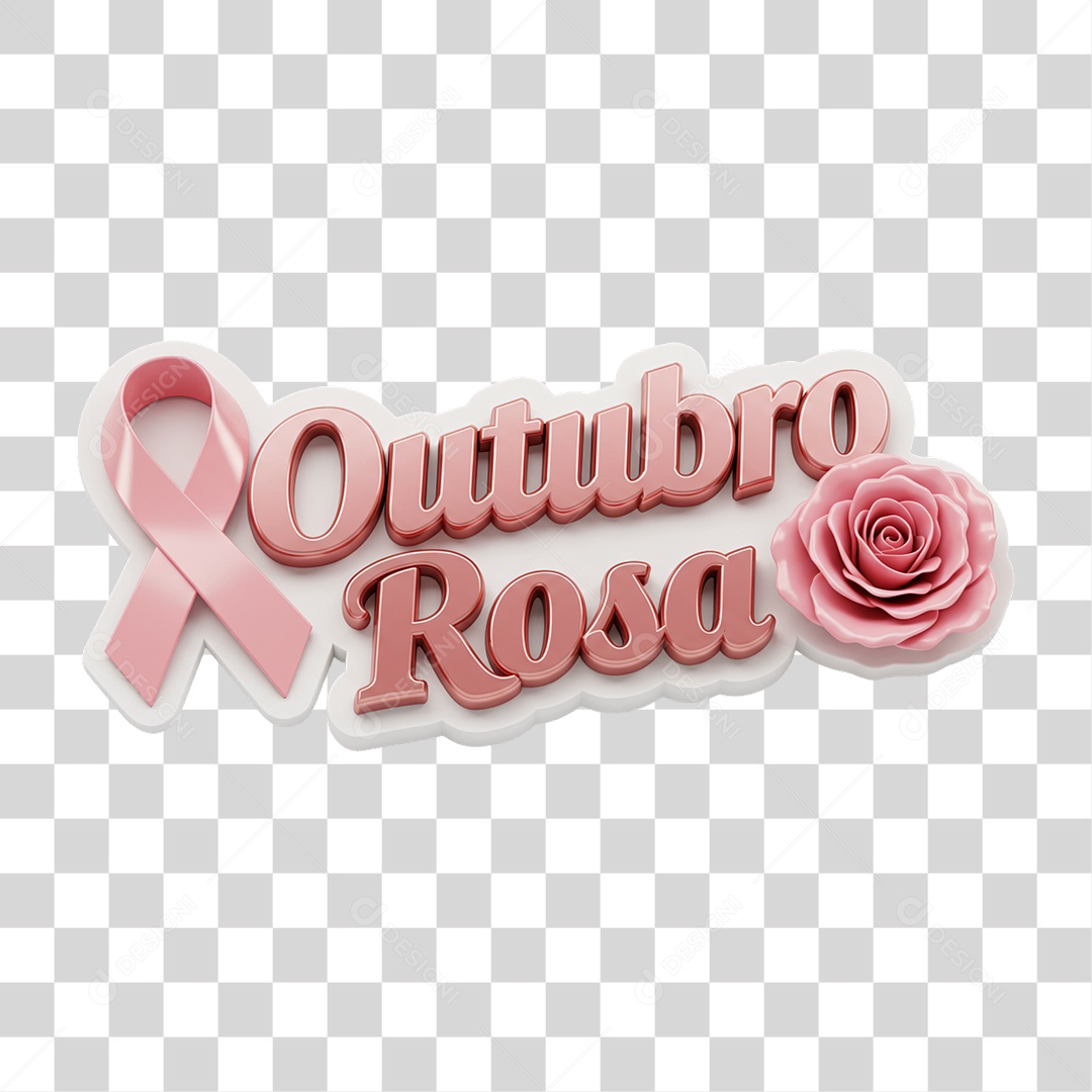 Selo 3D Outubro Rosa PNG Transparente