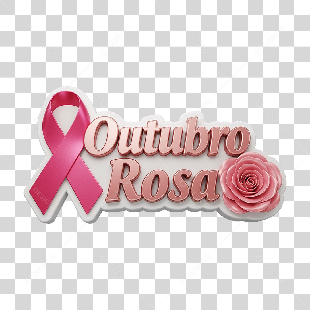 Selo 3D Outubro Rosa PNG Transparente
