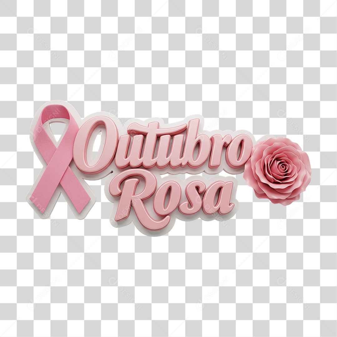Selo 3D Outubro Rosa PNG Transparente