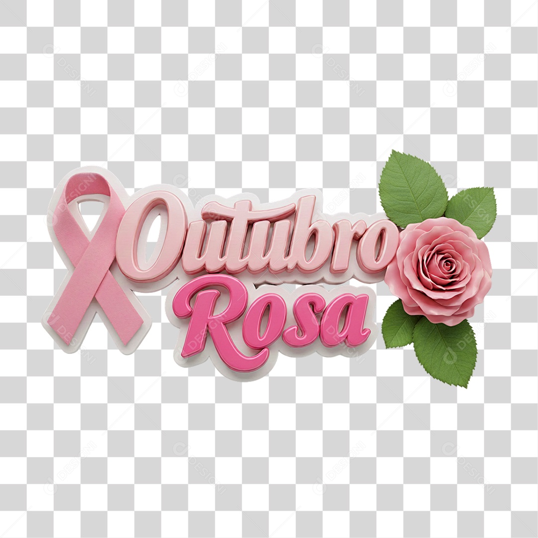 Selo 3D Outubro Rosa PNG Transparente