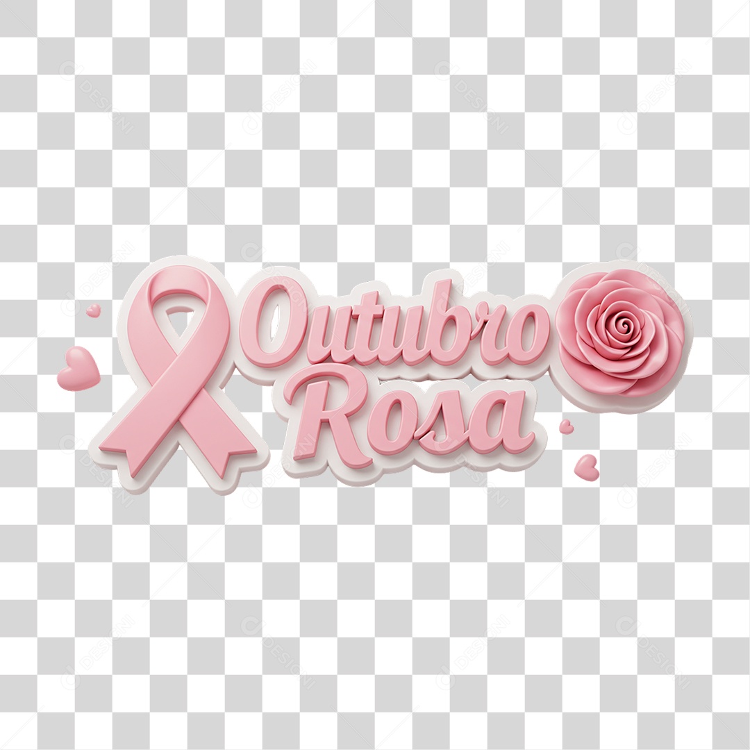 Selo 3D Outubro Rosa PNG Transparente