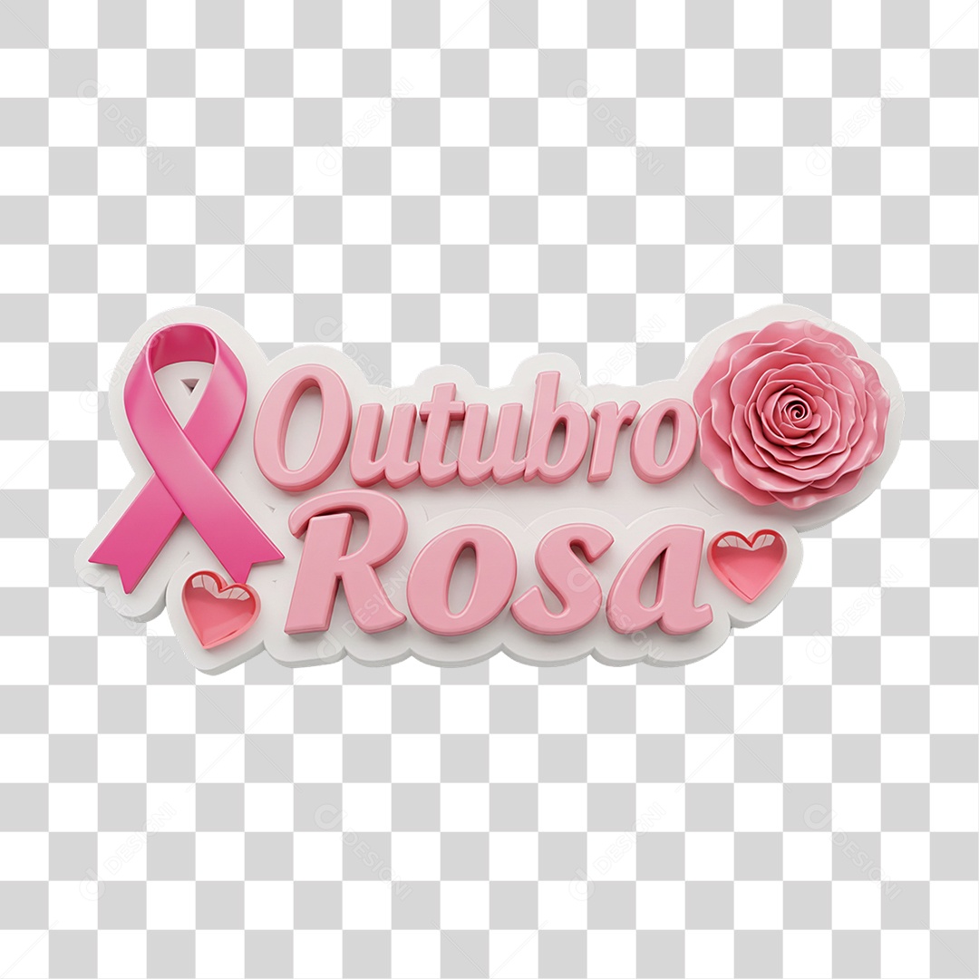 Selo 3D Outubro Rosa PNG Transparente