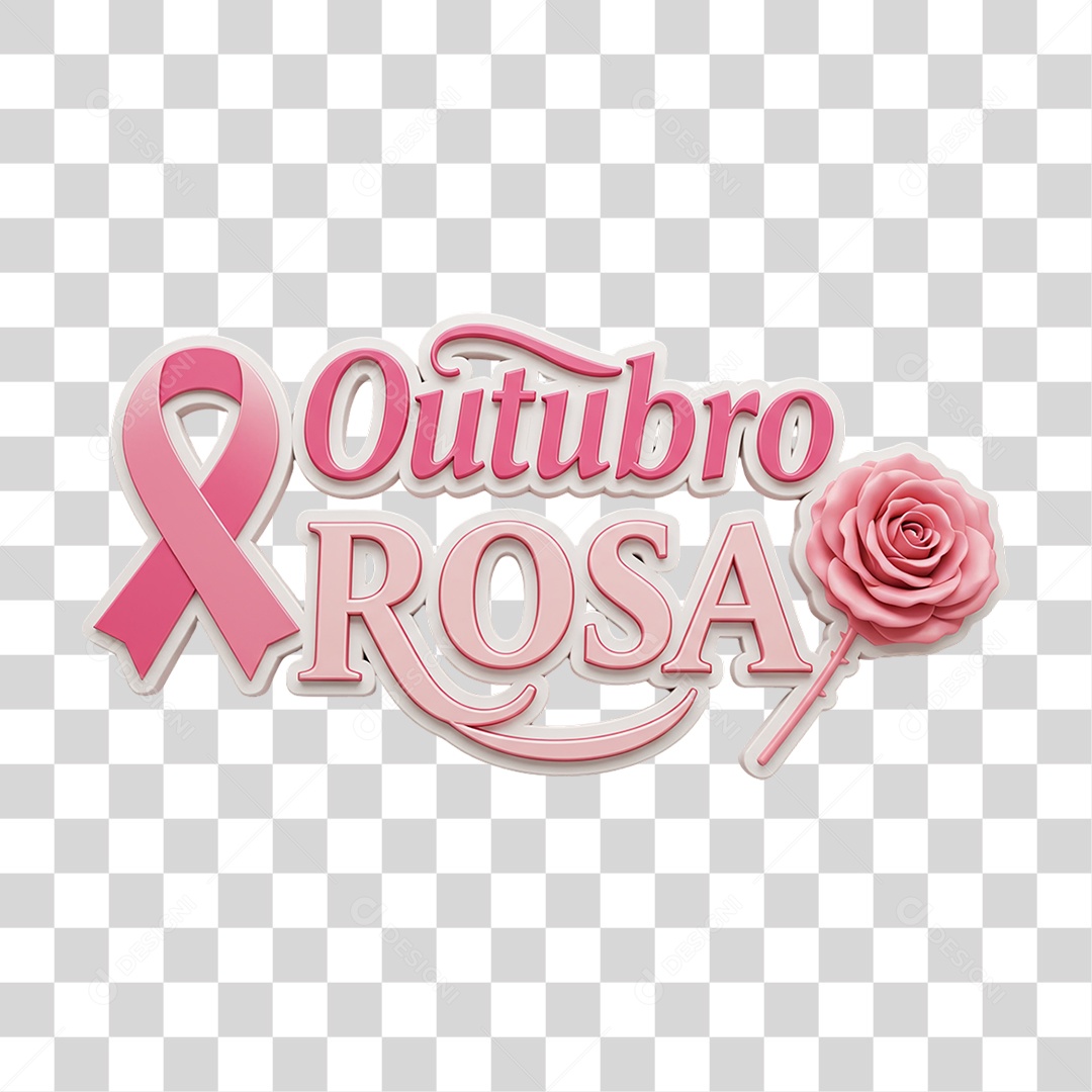 Selo 3D Outubro Rosa PNG Transparente