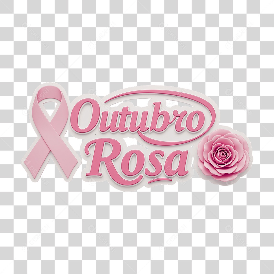 Selo 3D Outubro Rosa PNG Transparente