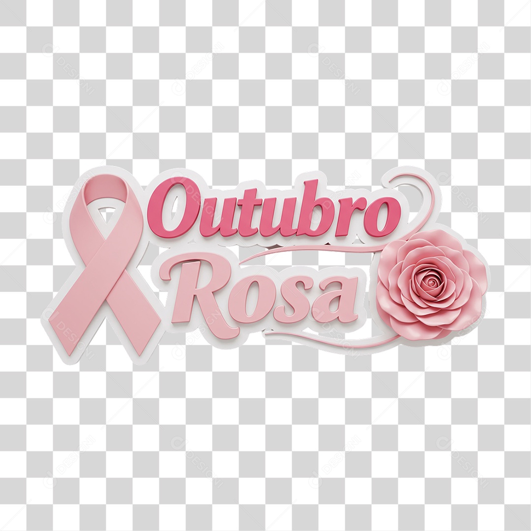 Selo 3D Outubro Rosa PNG Transparente