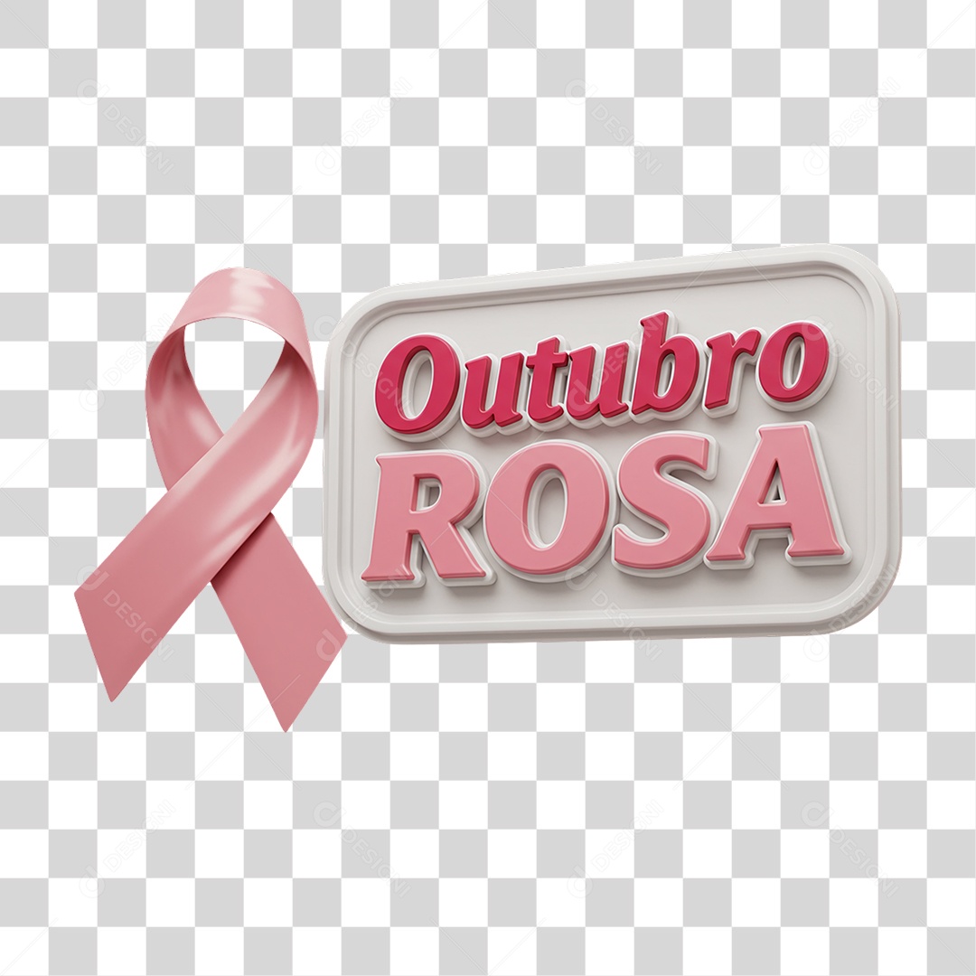 Selo 3D Outubro Rosa PNG Transparente