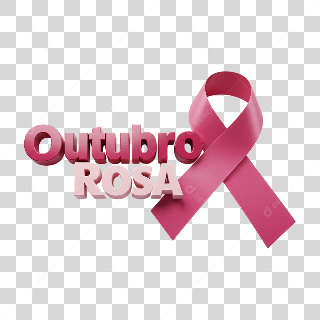 Selo 3D Outubro Rosa PNG Transparente