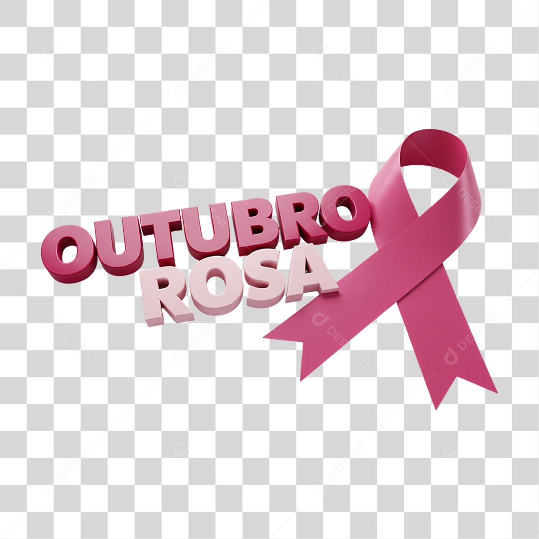 Selo 3D Outubro Rosa PNG Transparente