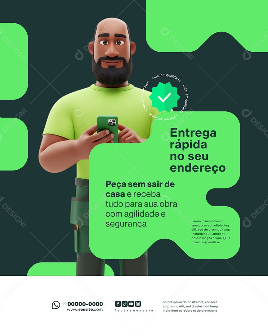 Materiais de Construção Entrega Rápida No Seu Endereço Social Media PSD Editável