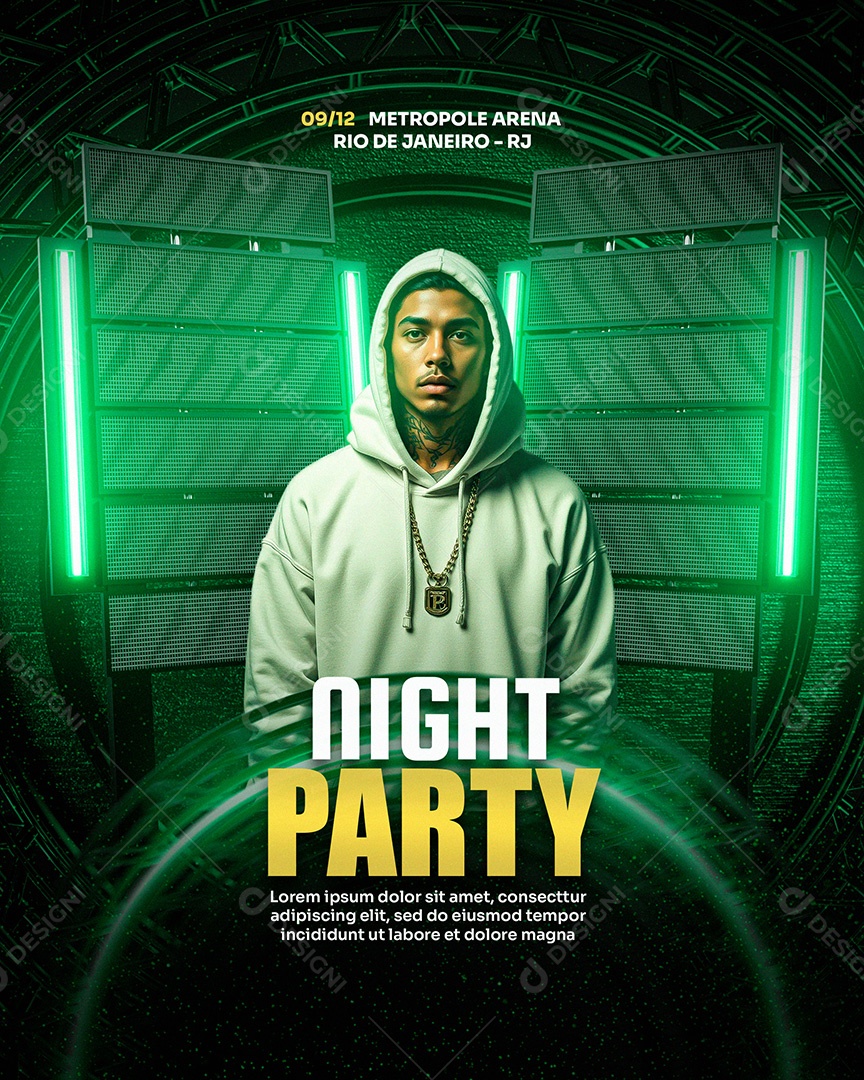 Flyer Evento Night Party Verde Social Media PSD Editável