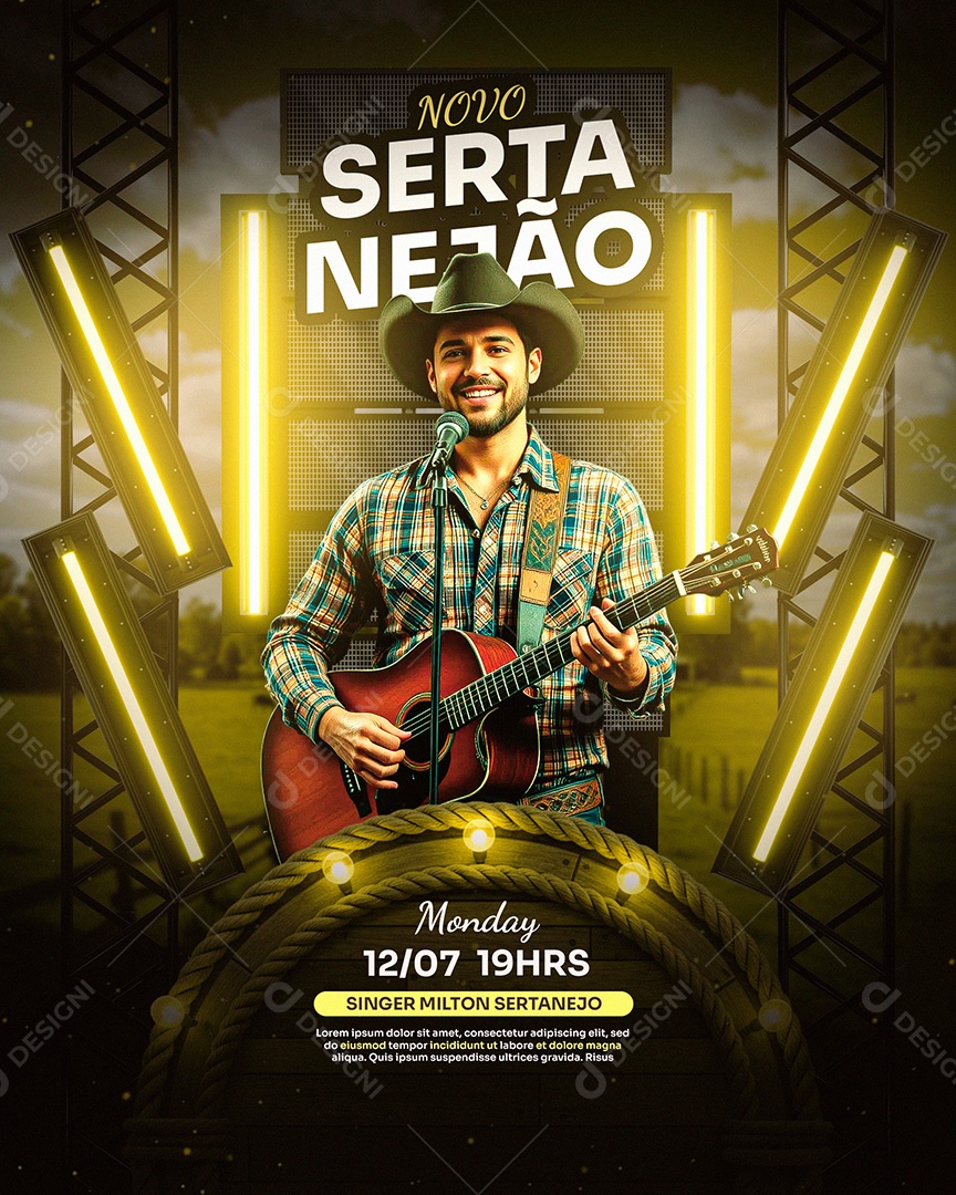Flyer Evento Novo Sertanejão Social Media PSD Editável