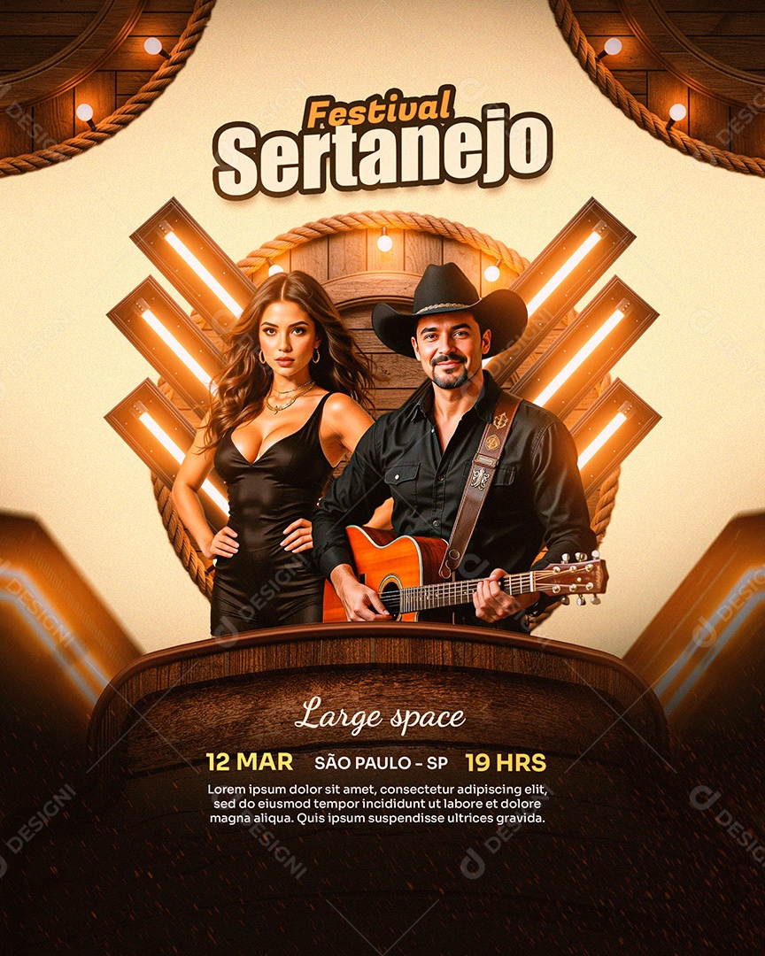 Flyer Feed Festival Sertanejo Social Media PSD Editável