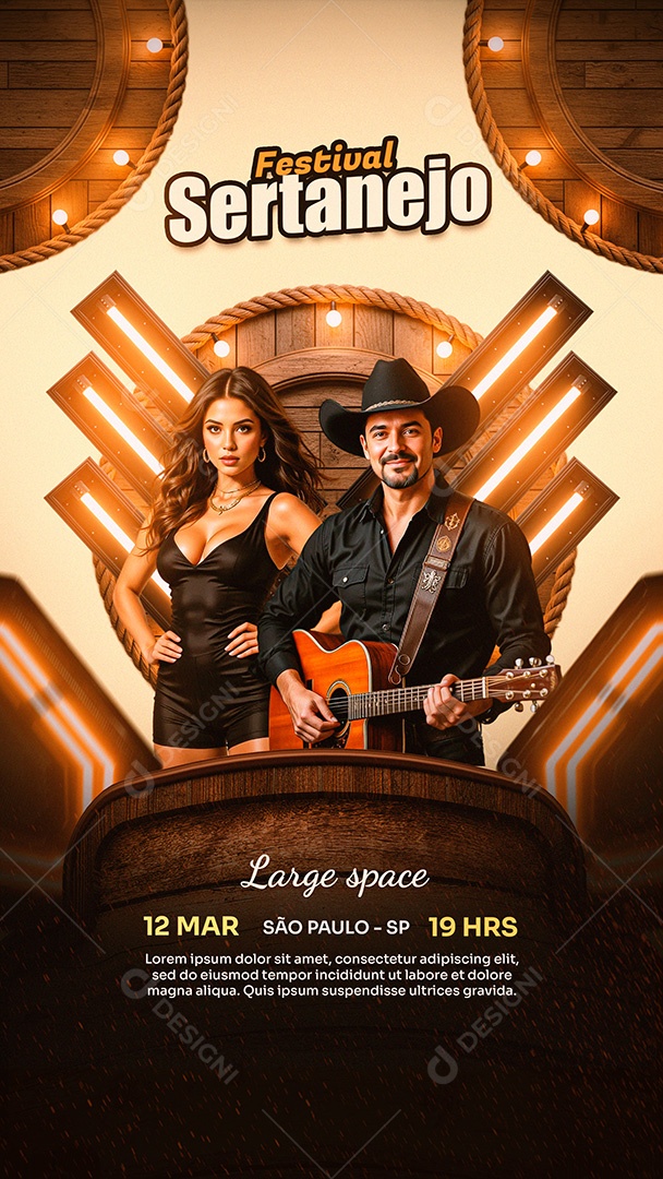 Flyer Story Festival Sertanejo Social Media PSD Editável