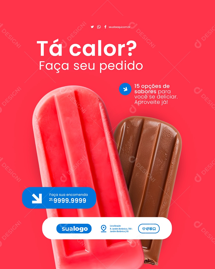 Sorveteria Tá Calor Faça seu Pedido Social Media PSD Editável