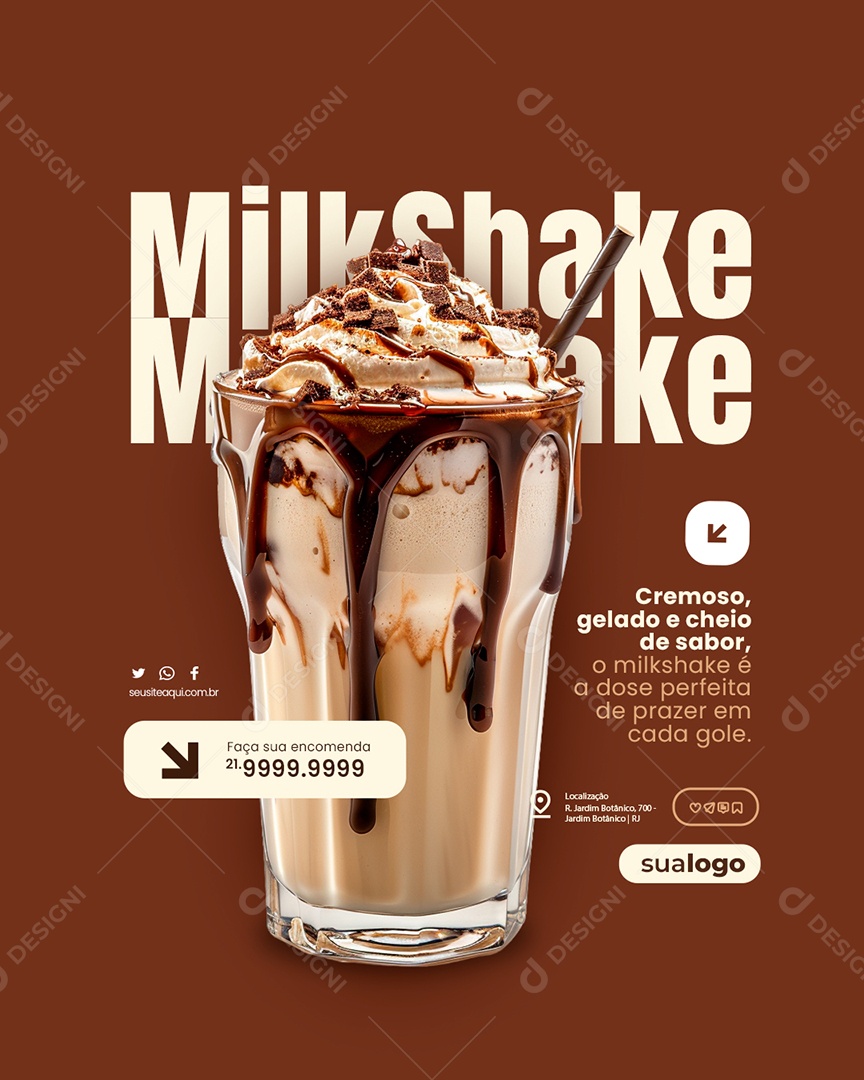 Sorveteria Milk Shake Cremoso Gelado e Cheio de Sabor Social Media PSD Editável