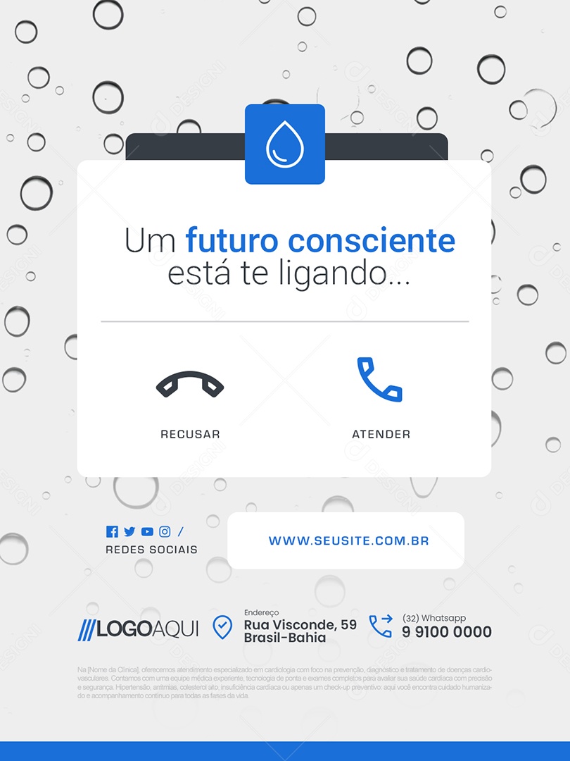 Conscientização Sobre a Água Um Futuro Consciente Está Te Ligando Social Media PSD Editável