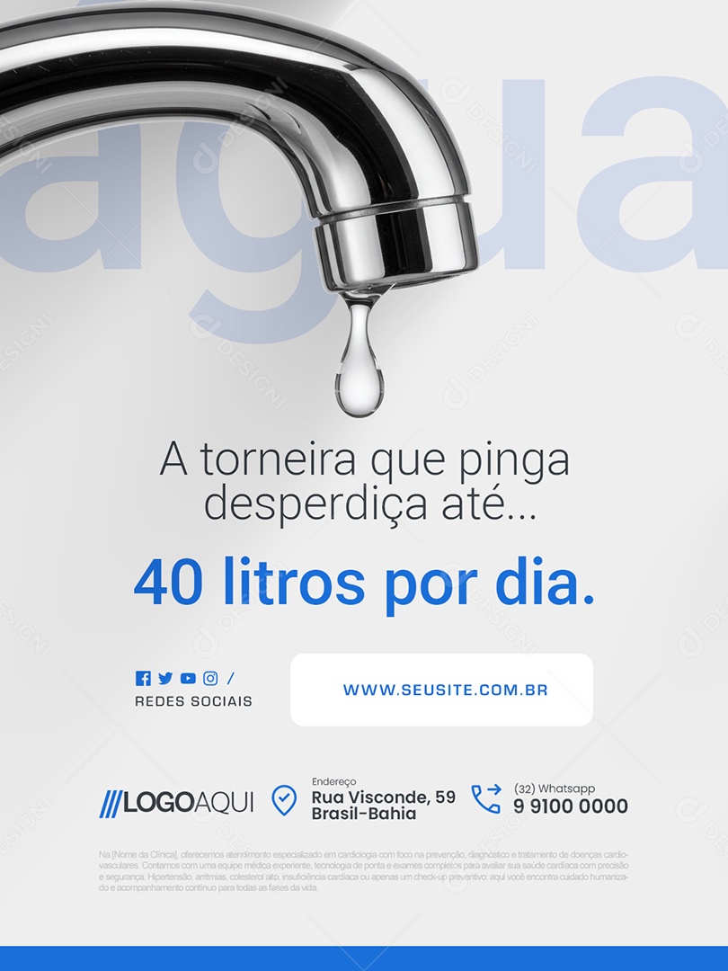 Conscientização Sobre a Água a Torneira Que Pinga Desperdiça Até Social Media PSD Editável