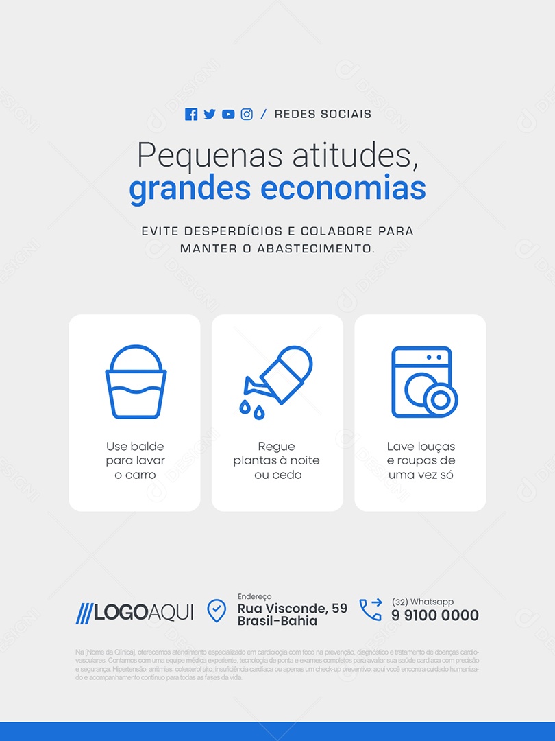 Conscientização Sobre a Água Pequenas Atitudes Grandes Economias Social Media PSD Editável