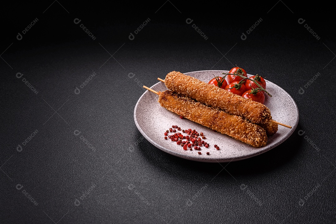 A imagem mostra espetinhos de lula