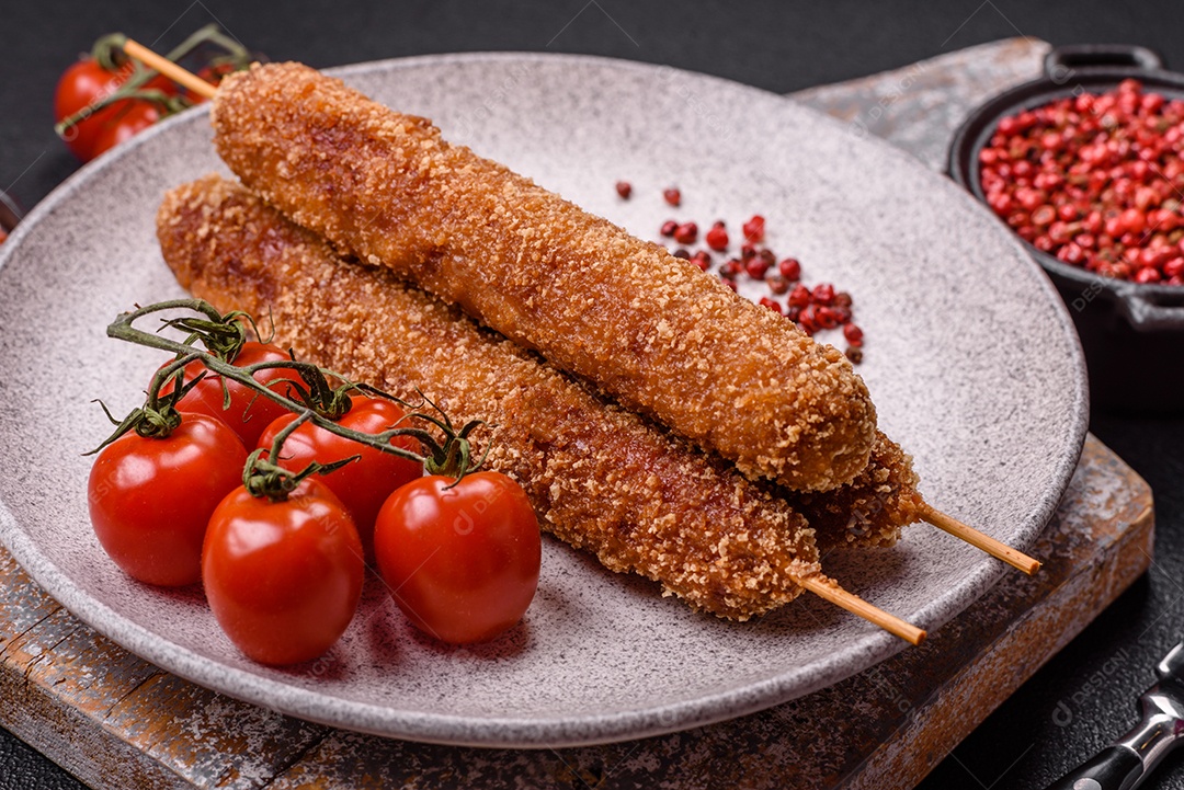 A imagem mostra espetinhos de lula