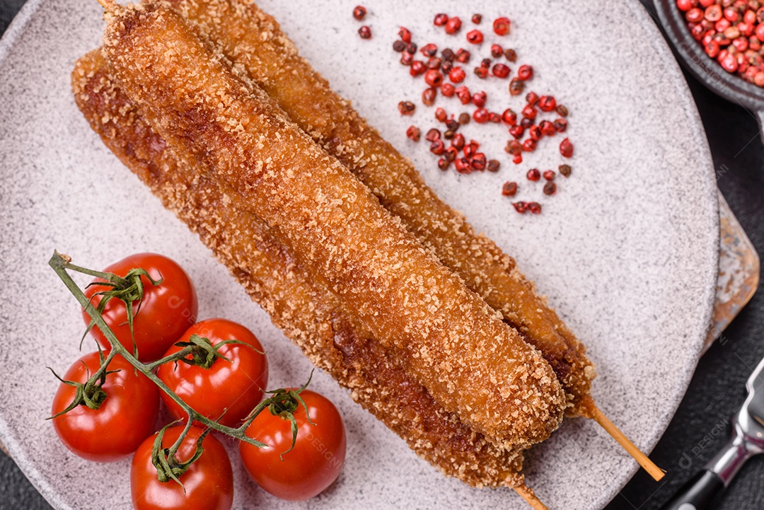 A imagem mostra espetinhos de lula