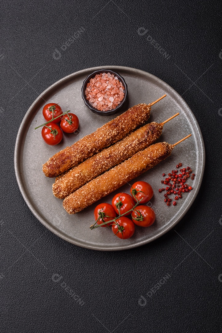 A imagem mostra espetinhos de lula