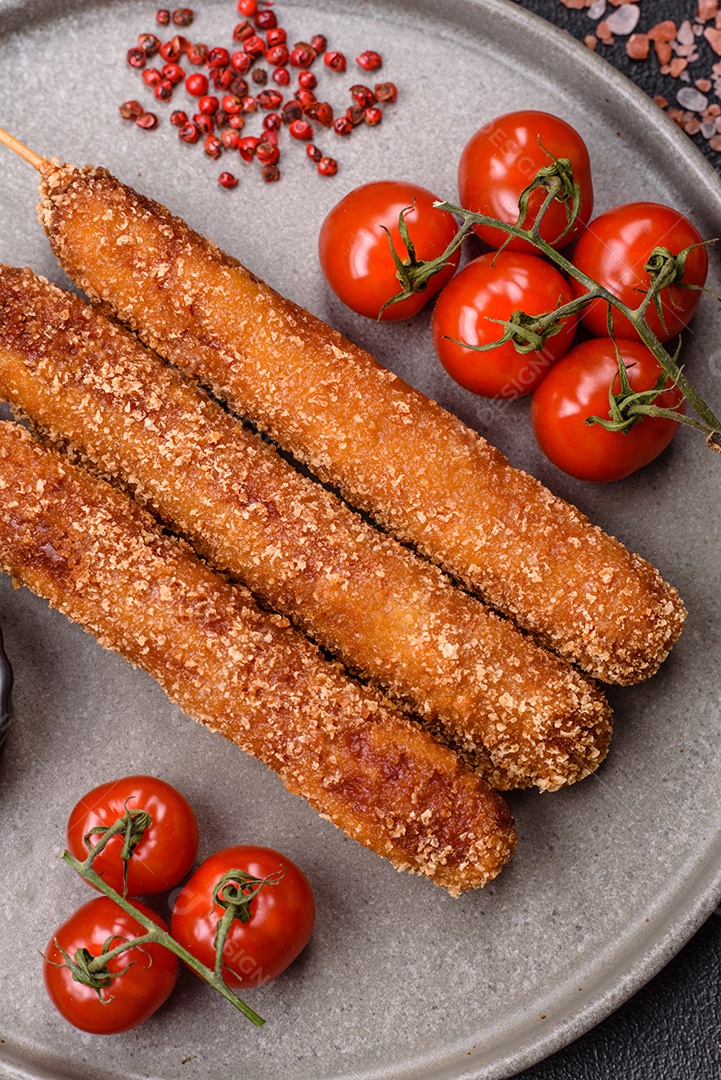 A imagem mostra espetinhos de lula