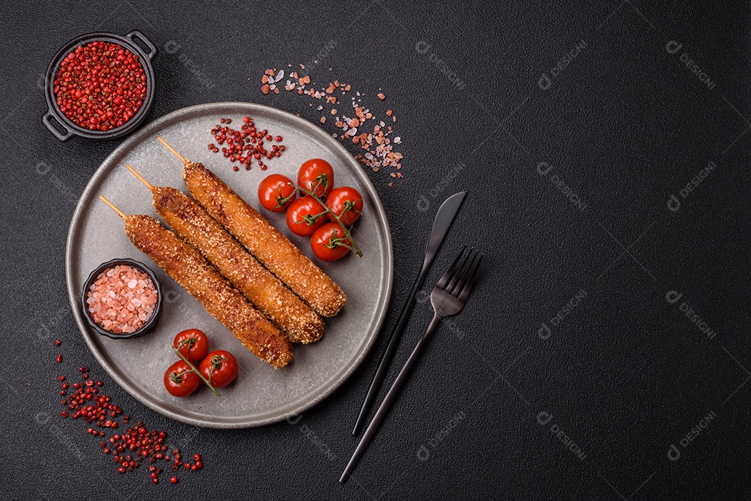 A imagem mostra espetinhos de lula