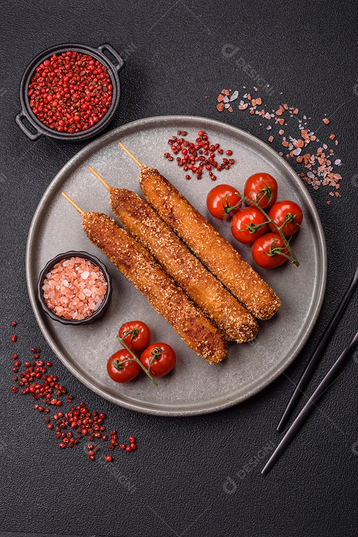 A imagem mostra espetinhos de lula