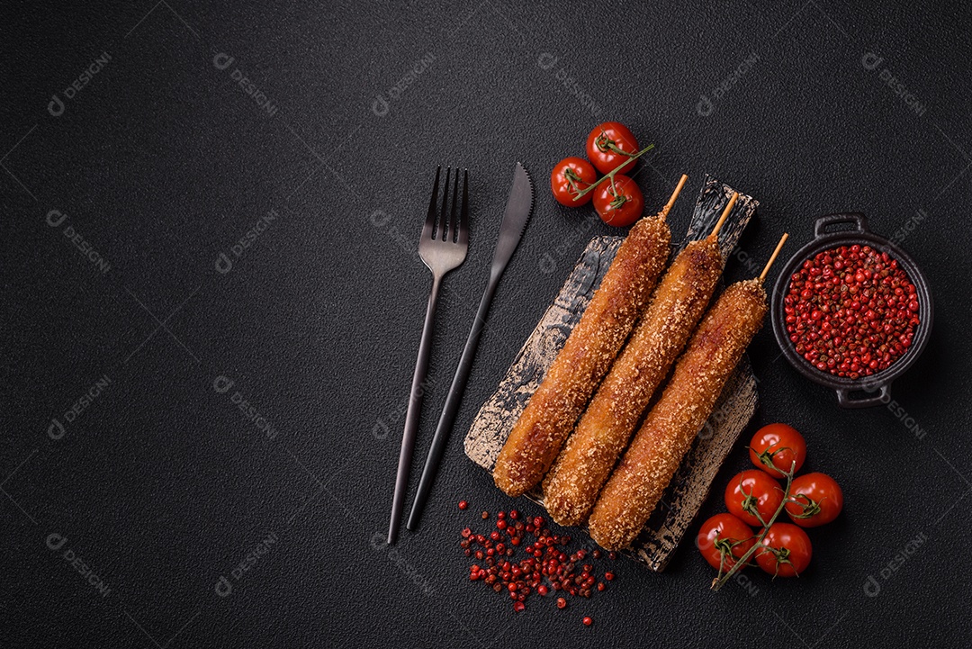 A imagem mostra espetinhos de lula