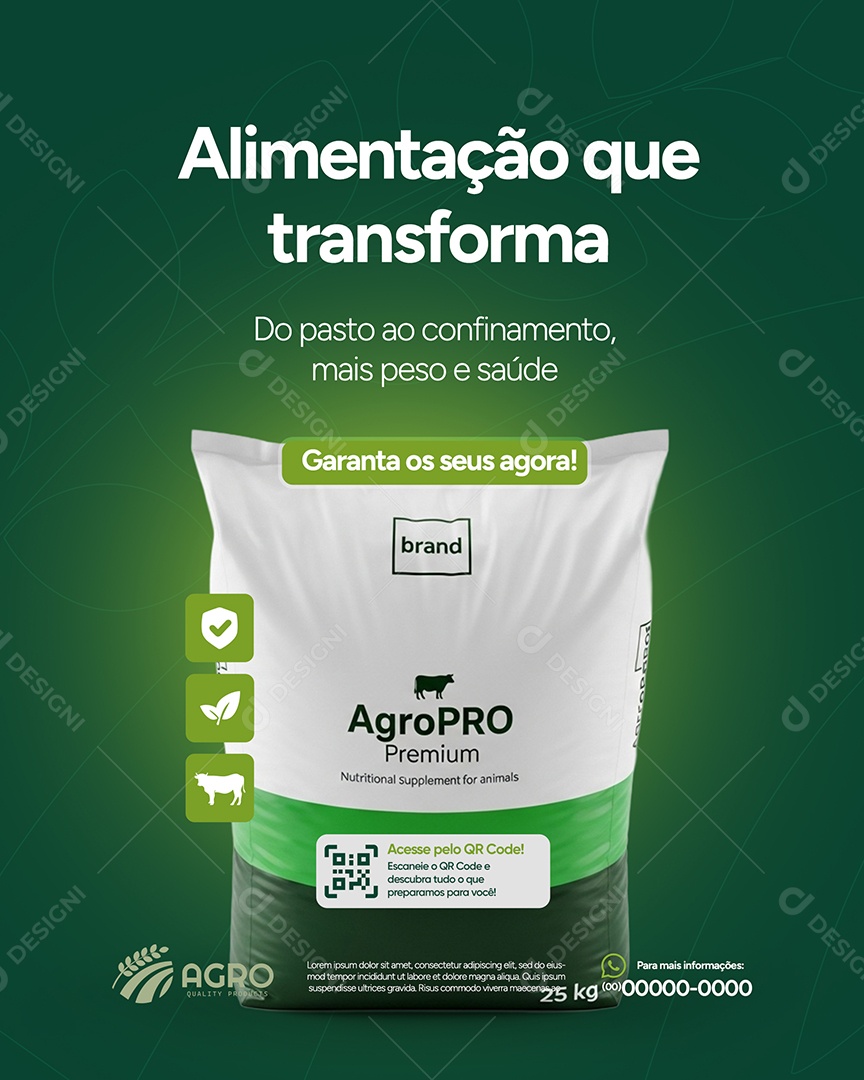 Post Agro Alimentação que Transforma Social Media PSD Editável