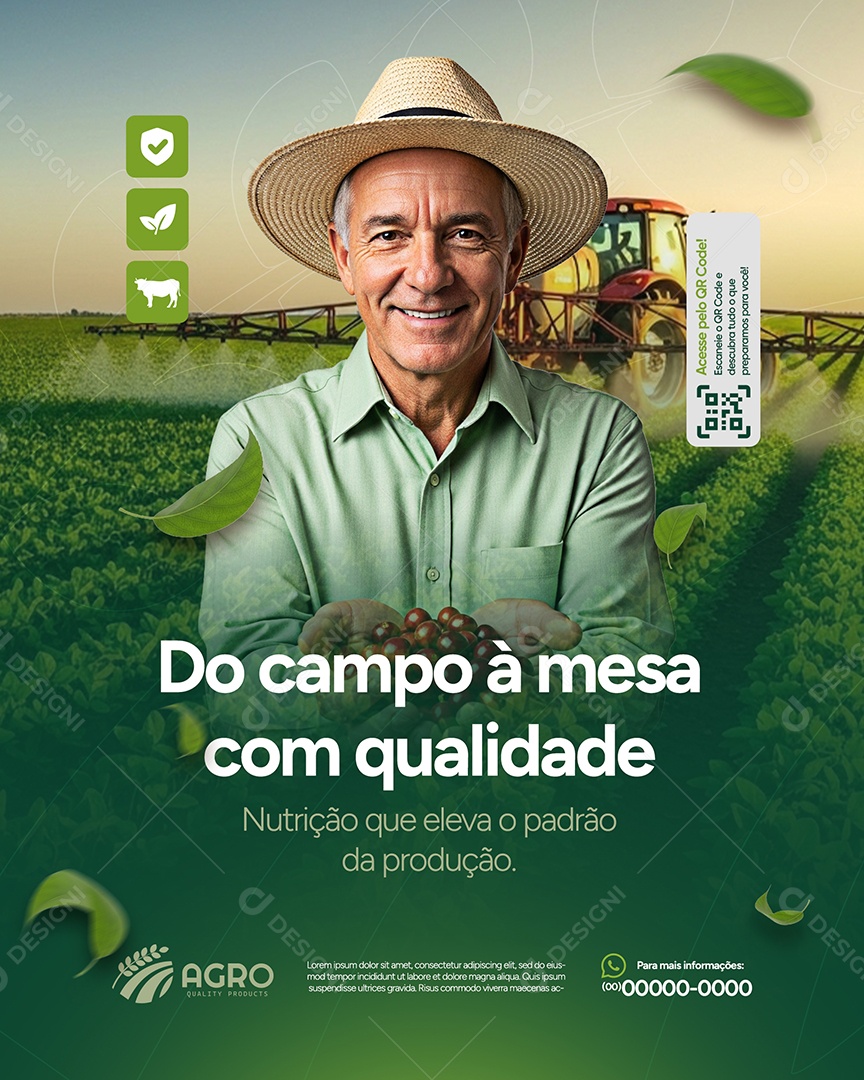 Post Agro do Campo à Mesa Social Media PSD Editável