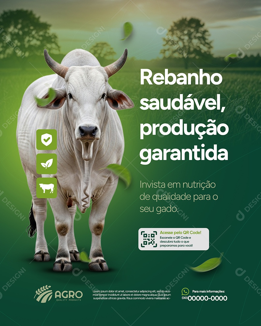 Post Agro Rebanho Saudável Social Media PSD Editável
