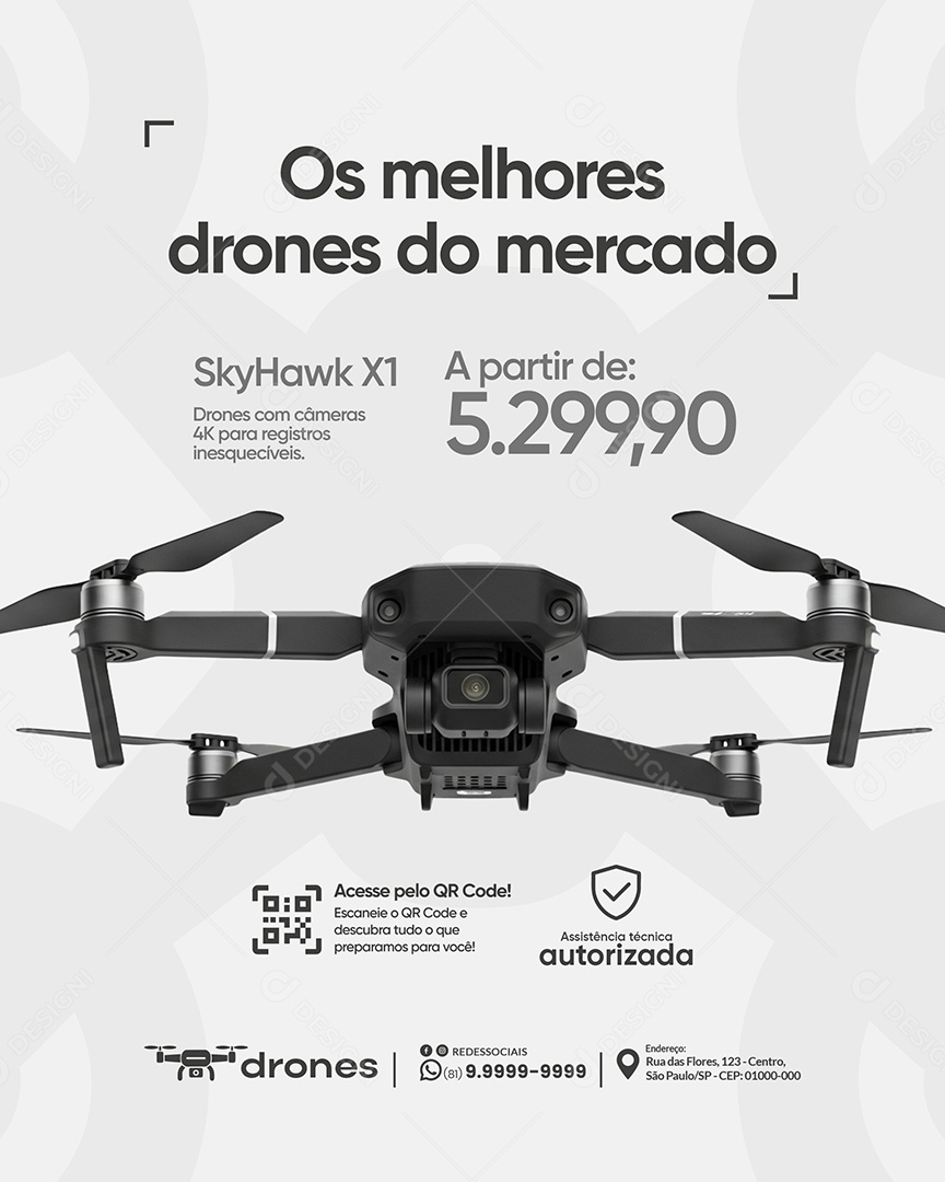 Post Loja de Drones Os Melhores Drones Social Media PSD Editável