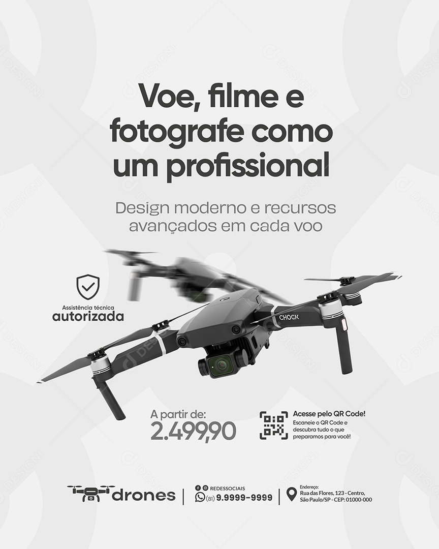 Post Loja de Drones Voe Filme e Fotografe Social Media PSD Editável