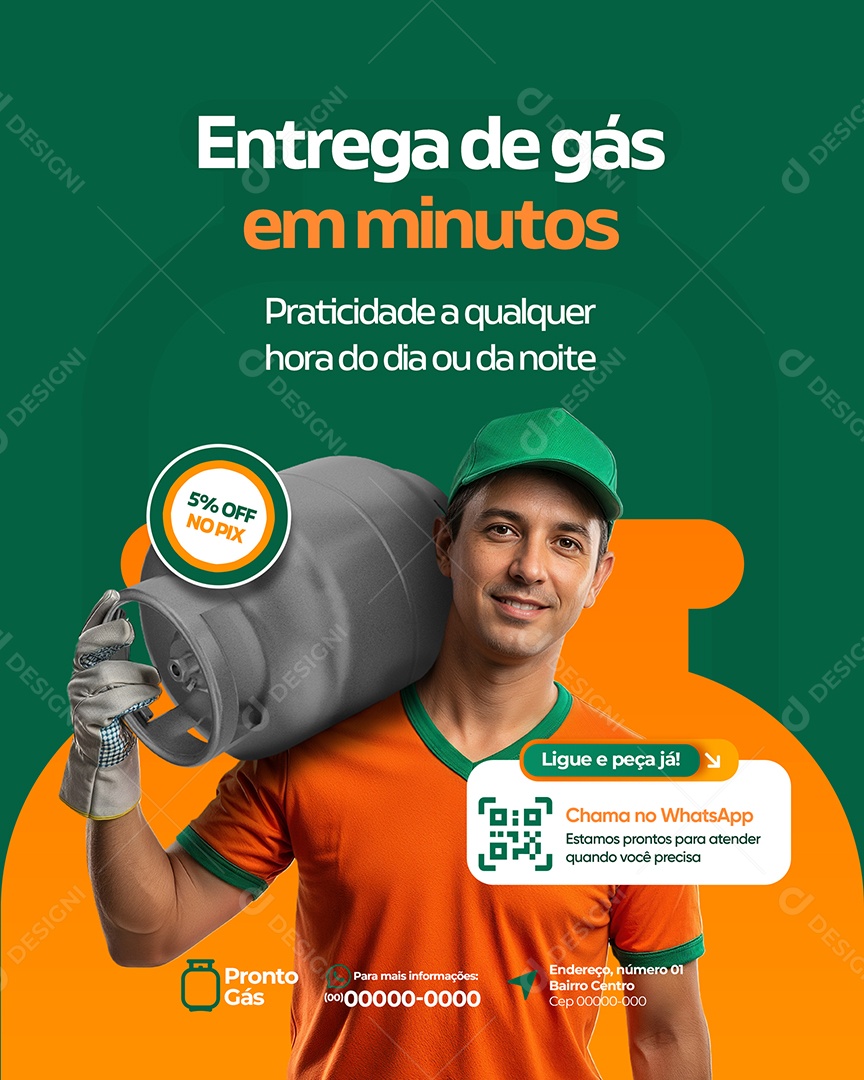 Post Loja de Gás Entrega de Gás Social Media PSD Editável