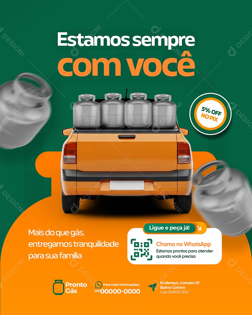 Post Loja de Gás Estamos sempre com Você Social Media PSD Editável