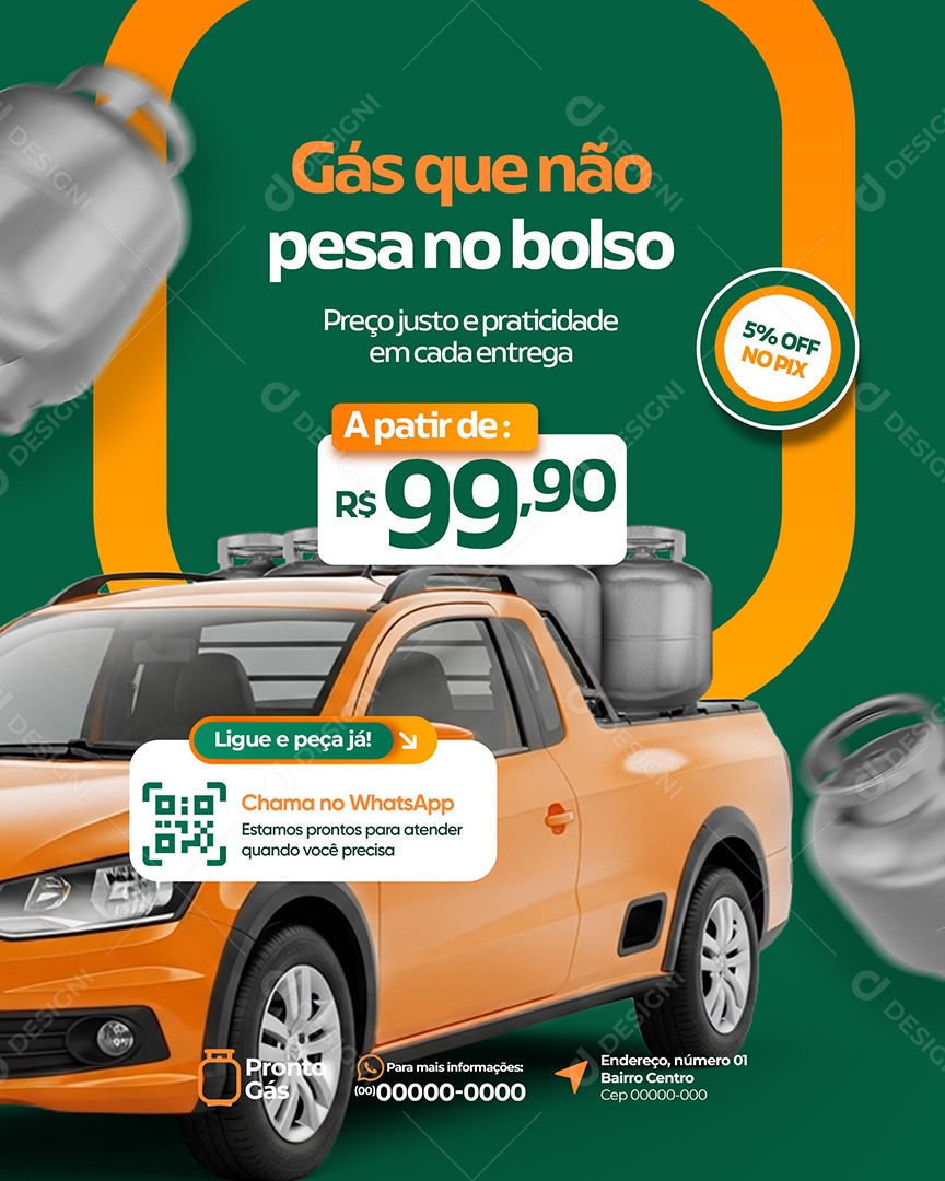 Post Loja de Gás Gás que Não pesa Social Media PSD Editável