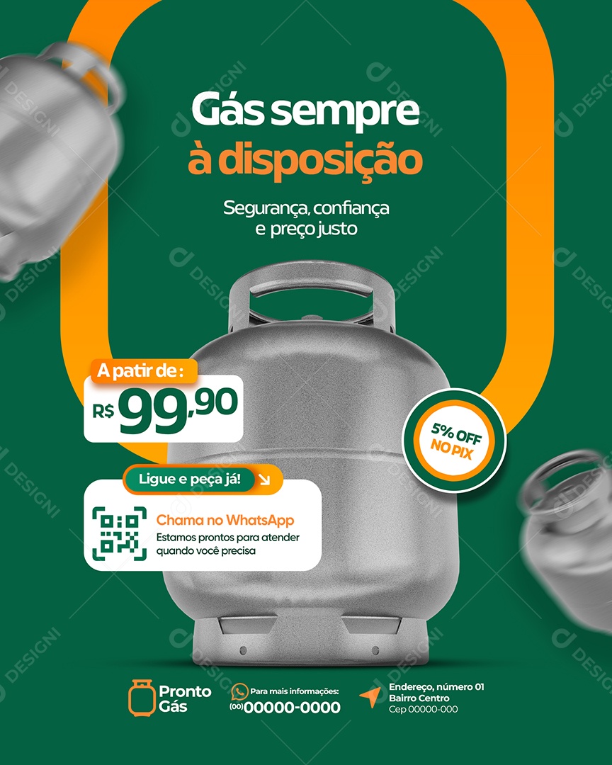 Post Loja de Gás Gás sempre à Disposição Social Media PSD Editável