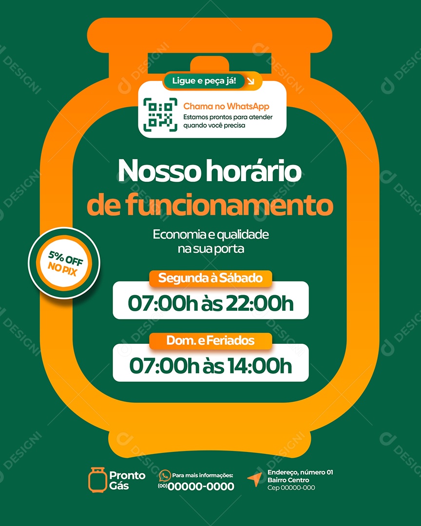 Post Loja de Gás Nosso Horário Social Media PSD Editável