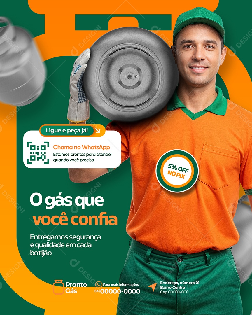 Post Loja de Gás o Gás que você Confia Social Media PSD Editável