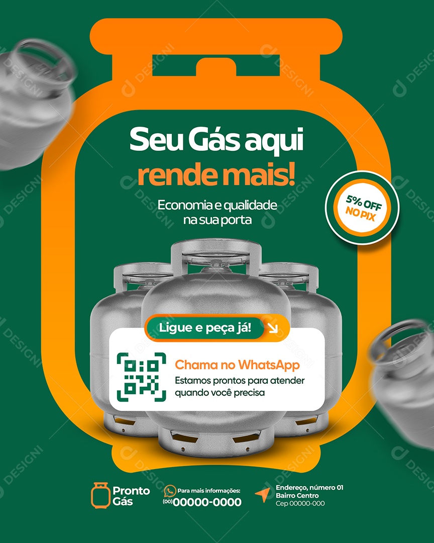 Post Loja de Gás Seu Gás Rende Social Media PSD Editável