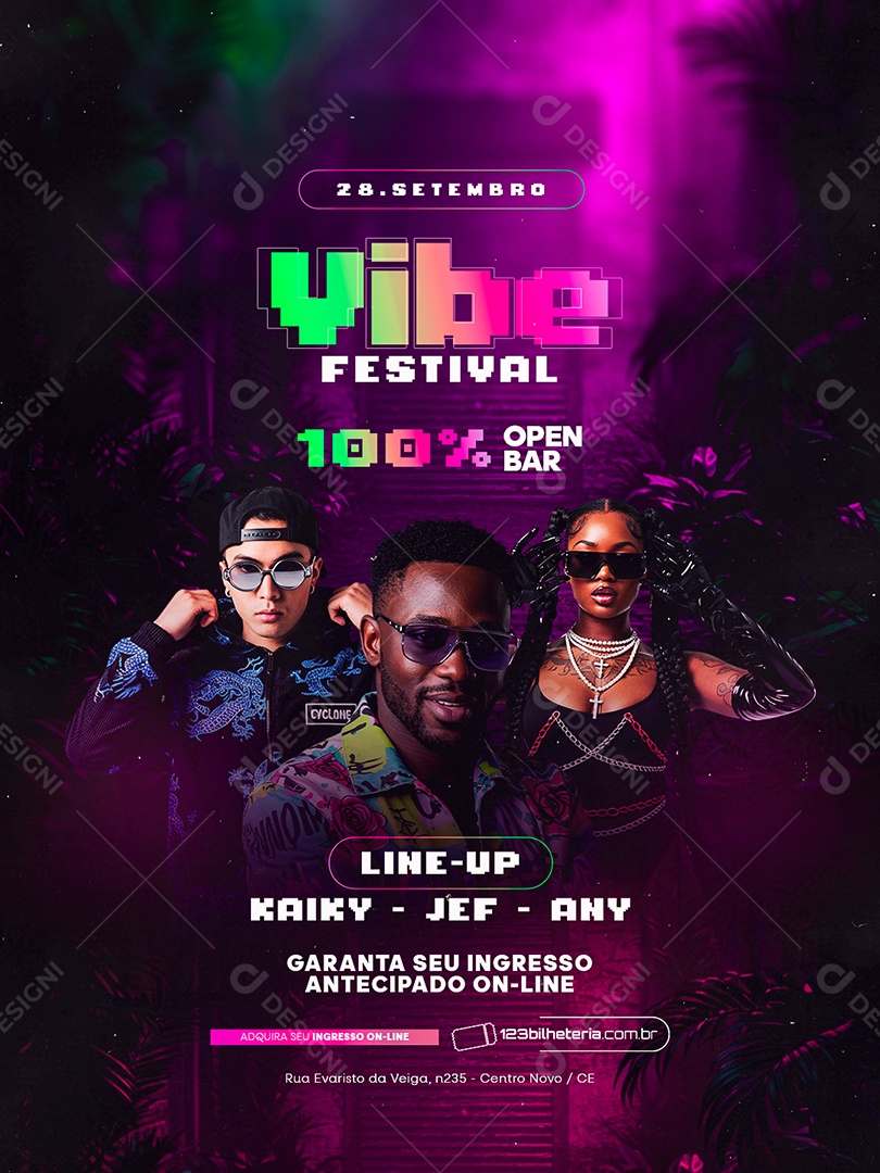 Flyer Próximos Shows Vibe Festival Social Media PSD Editável
