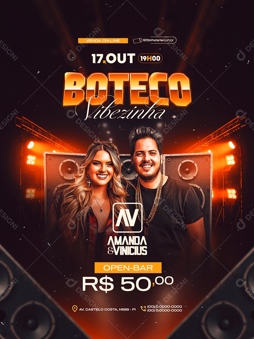 Flyer Próximos Shows Boteco Vibezinha Social Media PSD Editável