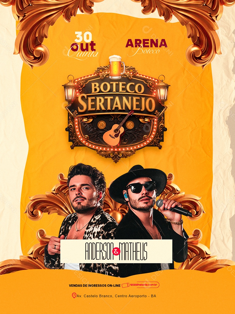 Flyer Próximos Shows Boteco Sertanejo Arena Boteco Social Media PSD Editável