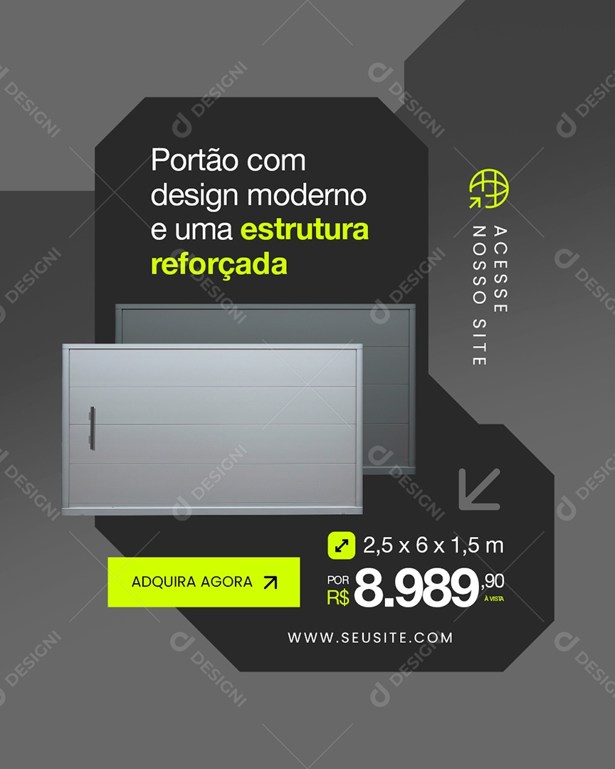 Serralheria Portão com Design Moderno e Uma Estrutura Reforçada Social Media PSD Editável