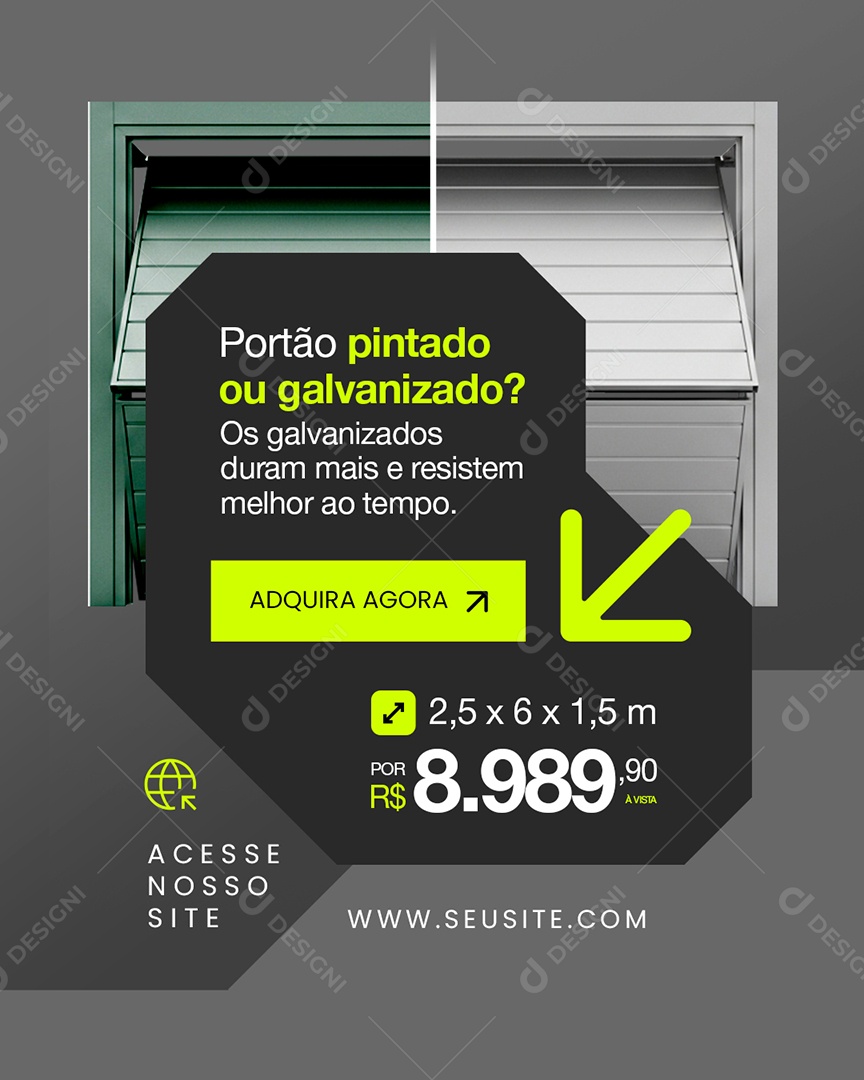 Serralheria Portão Pintado ou Galvanizado Social Media PSD Editável