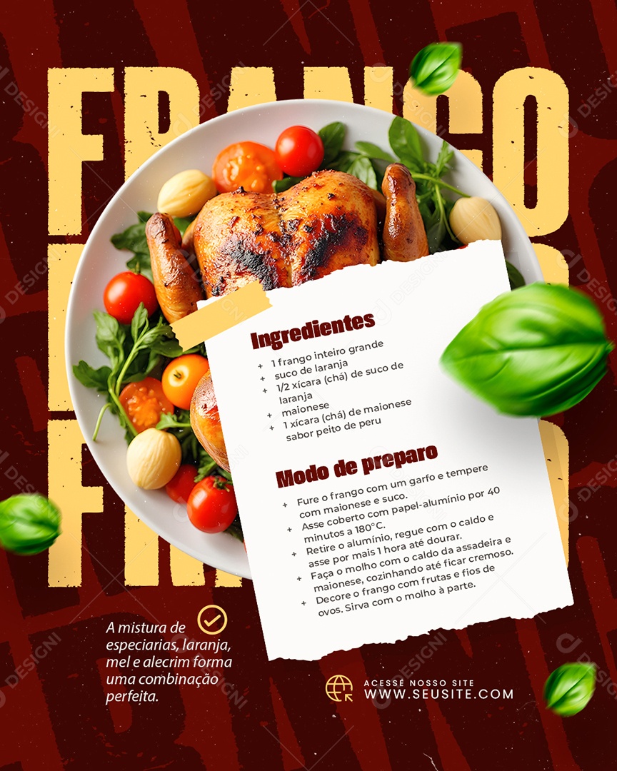 Receita Frango Modo de Praparo Social Media PSD Editável